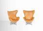 Pair of Leather "EGG" Lounge chairs