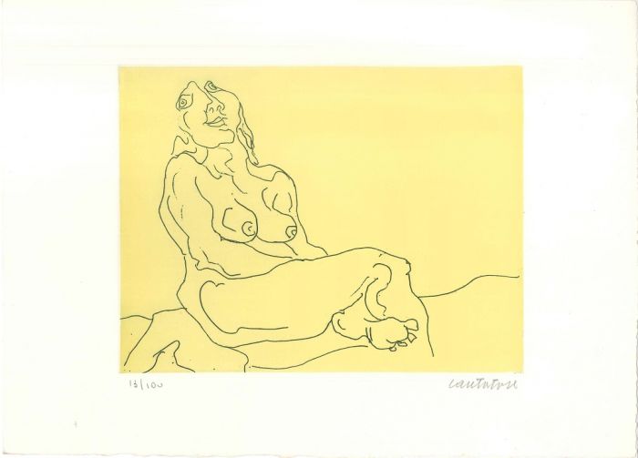 Sitting Female Nude by Domenico Cantatore - Contemporary artwork
