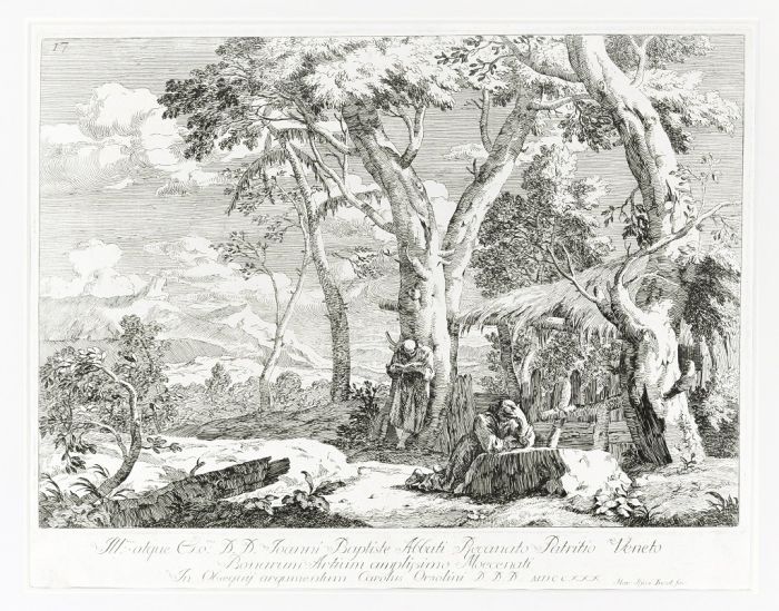 Landscape With Two Hermits By Marco Ricci - Old Master Artwork
