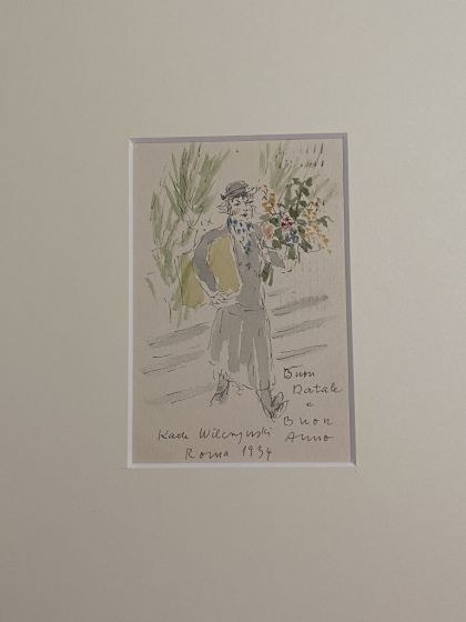 "Flower Shop" is an original print in etching technique on ivory-colorated paper by Anonymous Artist of the 20th century.