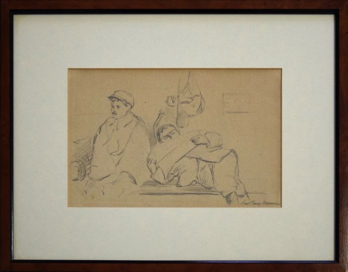 Man With Beret And Lying Man 