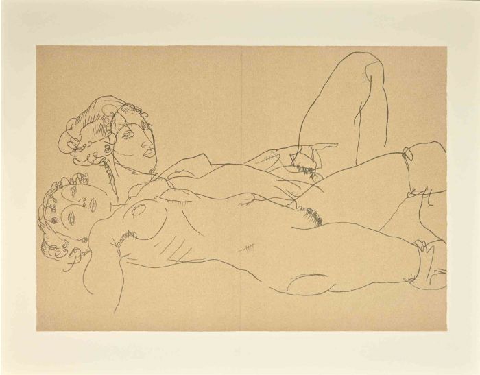 Egon Schiele - Two Reclining Nudes - Contemporary Artwork 