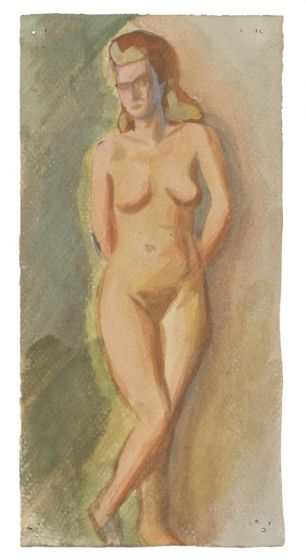 Nude 1940's is an original drawing in watercolor a on paper, realized by Jean Delpech (1988-1916). 