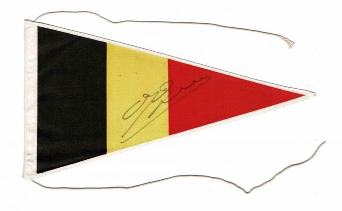 Belgian Pennant Autographed by Gaston Eyskens