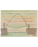 "Marine Landscape" is an original drawing in watercolor on paper, realized by Jean Delpech (1916-1988).