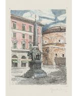 Piazza della Minerva - Roma is an original artwork realized in the 1970s by Giuseppe Malandrino.