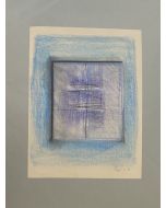 "Trasparenze"  is an original pastels drawing on ivory-colorated paper, glued on green cardboard, by Claudio Palmieri, in 1989s.