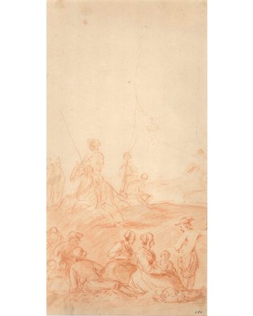 Resting on the Battlefield by Verdussen - Old Masters Original Drawing