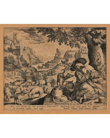 Malchus of Chalcis as hermit by Johannes Sadeler - Old master's Artwork