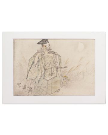 Samurai playing the Flute - Modern Artworks 