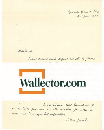 Autograph Apology Letter by Max Jacob - Manuscripts