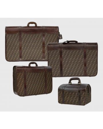 Vintage Suitcases Set by Fendi - Brown Monogram Travel 