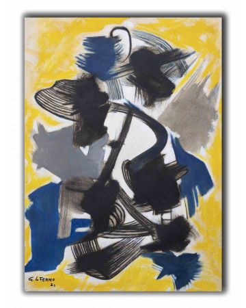 Blue and Yellow Abstract Composition