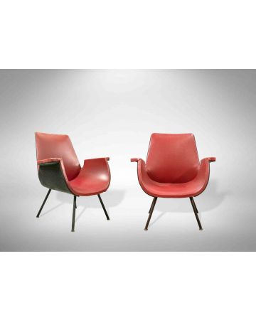 Pair of Vintage Red Armchairs 