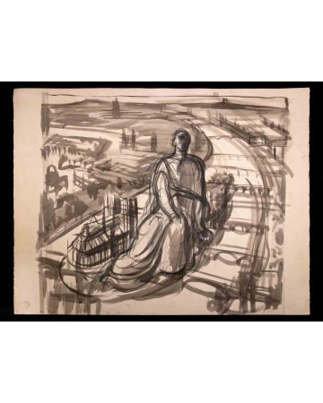 Cityscape with Statue