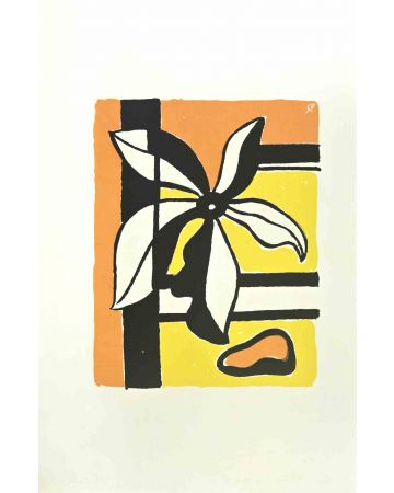 Fleur sur un Fond Jaune et Orange