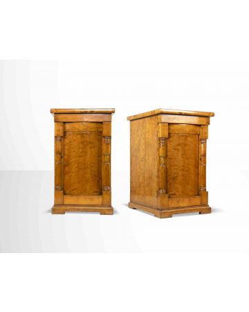 Pair of French Empire Style Walnut Night Tables 