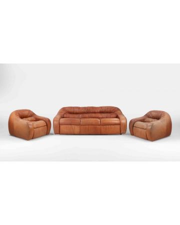 Giuseppe Munari - Vintage Leather Sofa Set in the style of Giuseppe Munari - Design Furniture 