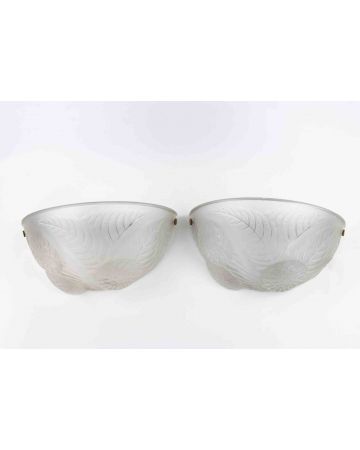 Vintage Pair of "Dahlias" Frosted Glass Sconces by René Lalique