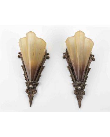Vintage Pair of American Art Deco Sconces