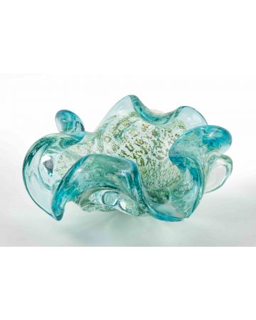 Vintage Turquoise Glass Bowl attr. to Barovier & Toso 