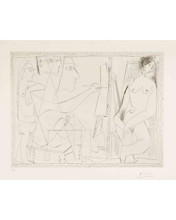Pablo Picasso - Peintre et Modèle, avec une Spectatrice - Contemporary Artwork 