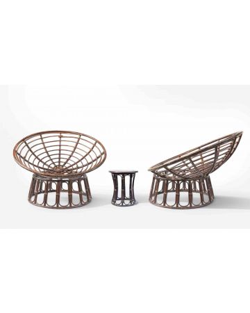 Pair of Armchairs with matching side Table "Papasan"