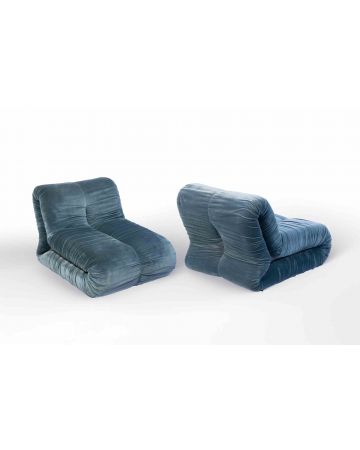 Claudio Vagnoni - Pairs of "Pagrù" Velvet Armchairs – Design Furniture 