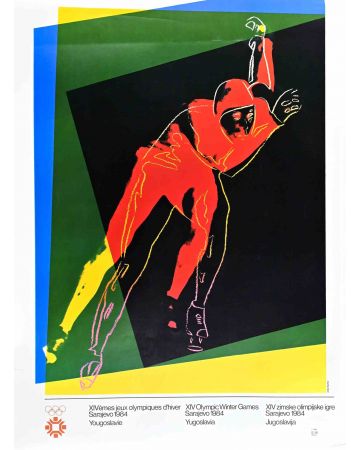 Andy Warhol - Speed Skater - Vintage Poster XIV Olympic Winter Games Sarajevo - Contemporary Artwork 