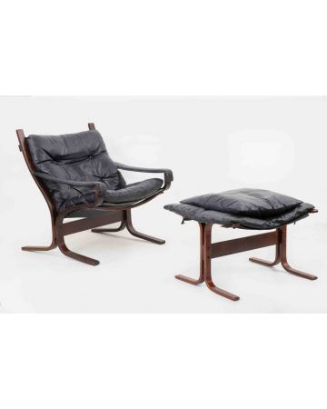 Ingmar Relling - "Siesta" Leather Armchair with Footstool – Design Furniture 