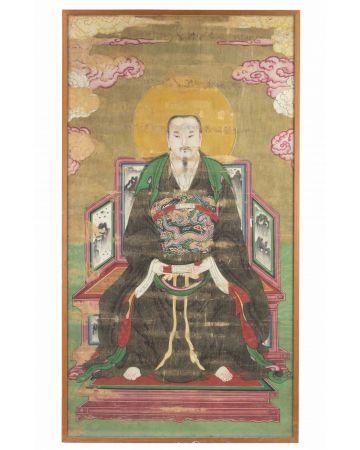 Unknown - Large Sino-Tibetan Portrait of a Seated Dignitary - Modern Artwork 