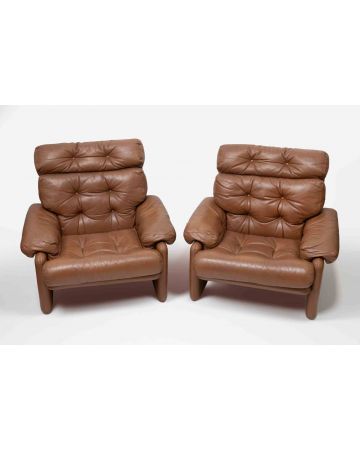 Afra and Tobia Scarpa - Pair of "Coronado" Leather Armchairs for B&B Italia – Design Furniture