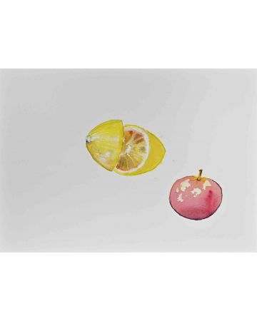 Anonymous - Still life with Lemon and Apple - Modern Artwork 