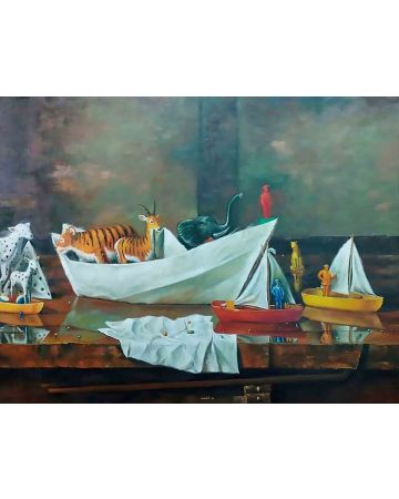 Juan Rodrigo Escobar  - Paper Boat with Animals - Contemporary Artwork