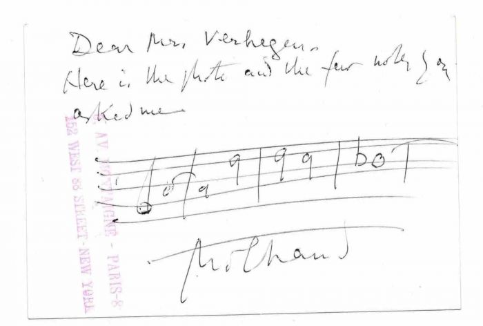 Autograph Letter by Darius Milhaud 