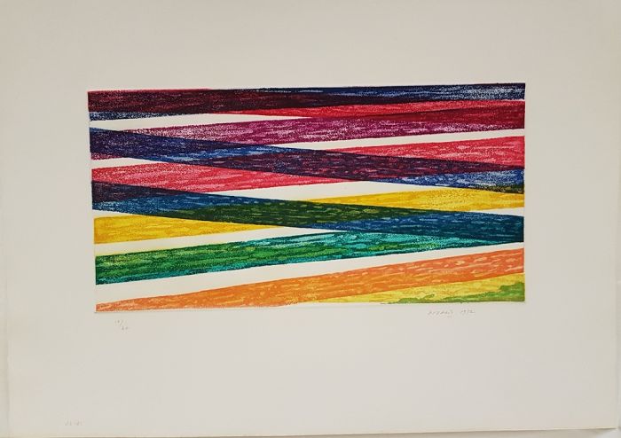 Piero Dorazio, Via vai, Colored Aquatint, 1972, Abstract Art, Contemporary Art
