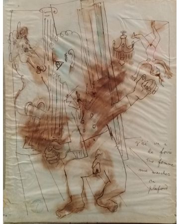 J'ai vu à la foire une femme nue marcher au plafond by Jean Cocteau - Modern Artwork