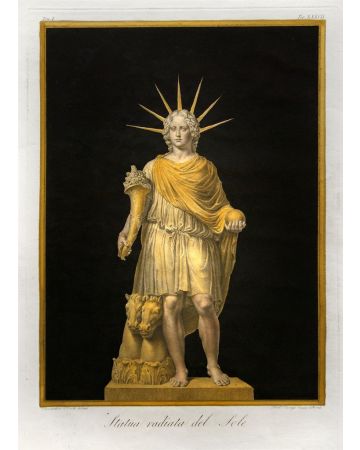 B. Nocchi, D. Cunego, Statua radiata dal Sole, Hand-watercolored Etching, Rome, 1821.