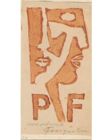 Michel Fingesten, Ex Libris "PF", Artwork, Modern Art, Ex Libris, Xylograph