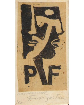 Michel Fingesten, Ex Libris Fingensten, Artwork, Modern Art, Ex Libris, Xilograph, Ex Libris "PF"