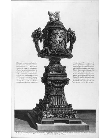 G.B.Piranesi, Etching, Masks, Vase, Old Masters, Engraving, Neoclassicism, Roman fornitures, Antiquities, Rembrandt, Goya, Cavaliere, Francesco, Ficacci, Candelabrum, Plate, Signature, Proof,