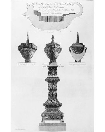 G.B.Piranesi, Section and different views of the same gallery, 1778G.B.Piranesi, Francesco, cavaliere, Vasi e Candelabri, Old Masters, Artworks, Etchings, Engraving, Vases, Gallery, candelabras, Neoclassicism, Roman antiquities, fornitures,