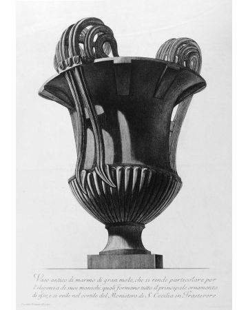 G.B.Piranesi, Large antique marble Vase in S.Cecilia in Trastevere, 1778. G.B.Piranesi, Etching, Masks, Vase, Old Masters, Engraving, Neoclassicism, Roman fornitures, Antiquities, Rembrandt, Goya, Cavaliere, Francesco, Ficacci, Candelabrum, Plate, Signatu