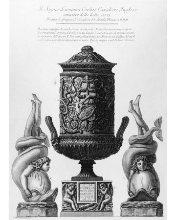 G.B.Piranesi, Two cinerary Urns, 1778.G.B. Piranesi, Due urne cinerarie, Old masters, Etching, engravings, Plate, Proof, Rembrandt, Goya, Neoclassicism, Roman antiquities, Fornitures, Urns, 