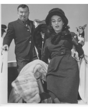 Xavier Cugat and Abbe Lane at the airport