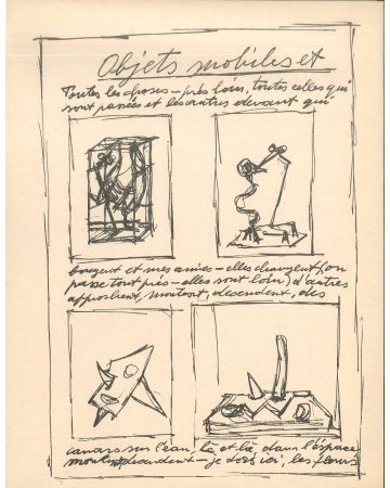 Objets Mobiles Et Muets by Alberto Giacometti - Surrealist Artwork
