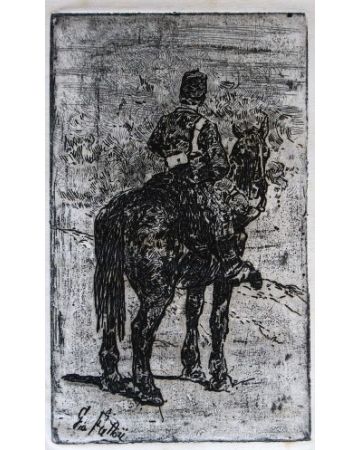 Giovanni Fattori, Etching, Print, Artwork, Modern Art, Italian Print, Gunner Riding