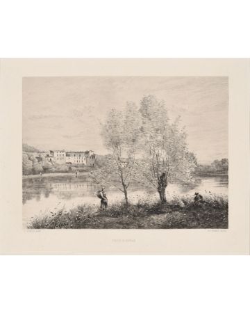 Ville d'Avray by Charles Pinet, after Camille Corot - Modern Artwork
