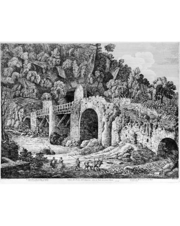 Luigi Rossini, Veduta del Ponte dell'Acquoria, fuori di Tivoli ove passa l'Aniene. Rome, 1826