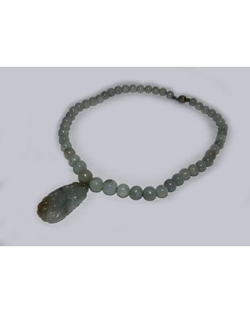 Green Jade Necklace with a Jade Pendant